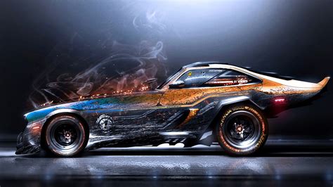 Artwork Digital Art Car Smoke Super Car Wallpapers Hd Desktop And