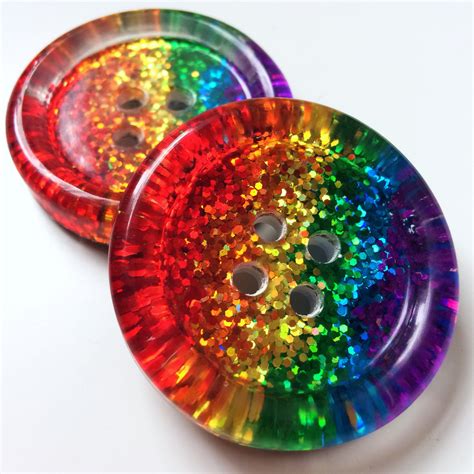 Classic Rainbow Stripe Glitter Resin Button 50mm 35mm 30mm Etsy