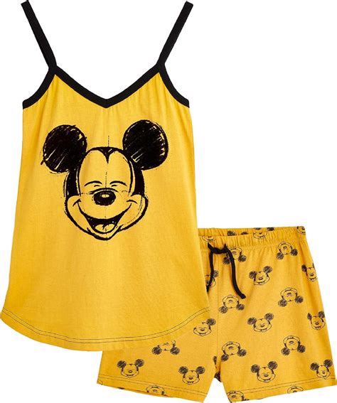 Disney Lounge Wear Set De Pijama Para Mujer 100 Algodón Mickey Mouse Y Minnie Mouse Amazon