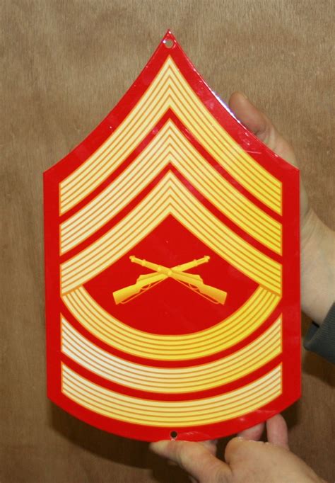 Usmc E8 Master Sgt Rank Red And Gold Metal Sign Msd 010 3999