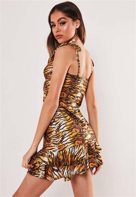 Brown Tiger Print Tie Strap Mini Dress Sponsored Print Ad Tiger