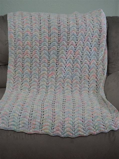 Knitted Ripple Baby Afghan Etsy