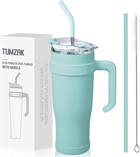 Tumzak 40oz Tumbler With Handle And Straw Lid Double Wall