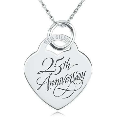 25th Anniversary Necklace Personalised Sterling Silver Wedding
