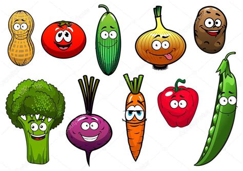 Personajes Sanos De Verduras Frescas De Dibujos Animados Ilustración De