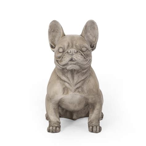 Delamore Outdoor French Bulldog Garden Statue By Christopher Knight