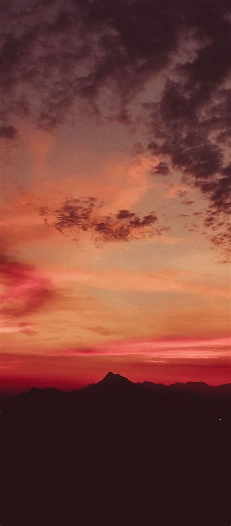 Sunset Mountains Clouds Sky 1080x2460