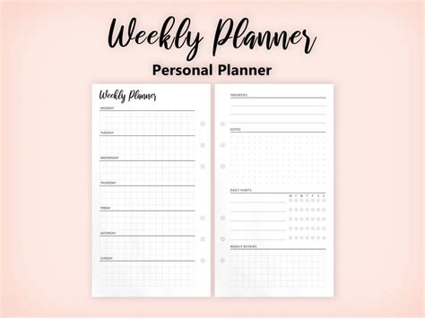 Personal Weekly Planner V2 Printable Weekly Planner Etsy