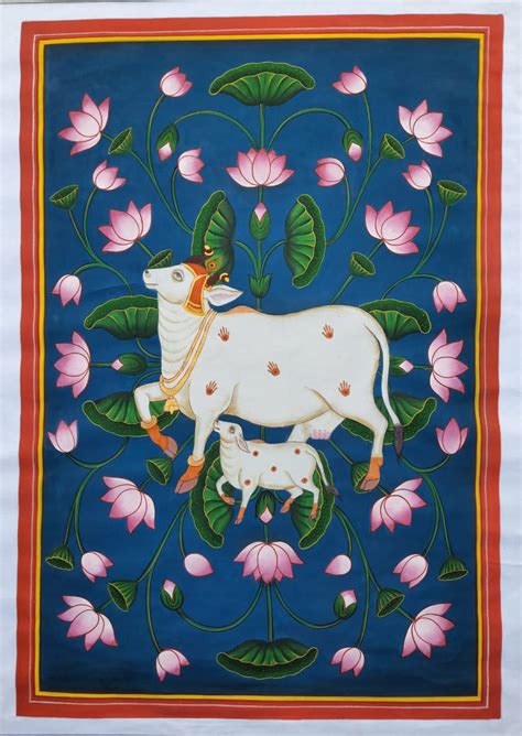 Cow 2 Pichwai Painting 22 X 32 International Indian Folk Art