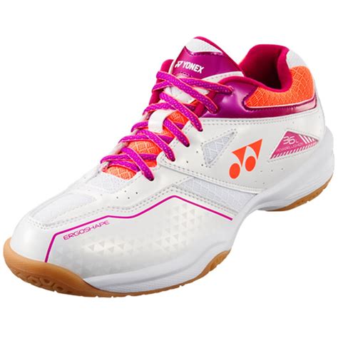 Yonex Power Cushion 36 Womens Badminton Shoes White Coral