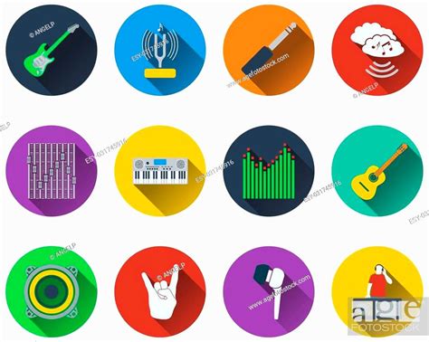 Set Of Musical Icons In Flat Design Stock Vector Vector And Low