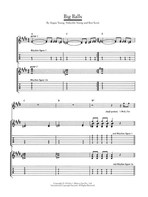 Big Balls Sheet Music Acdc Guitar Tab