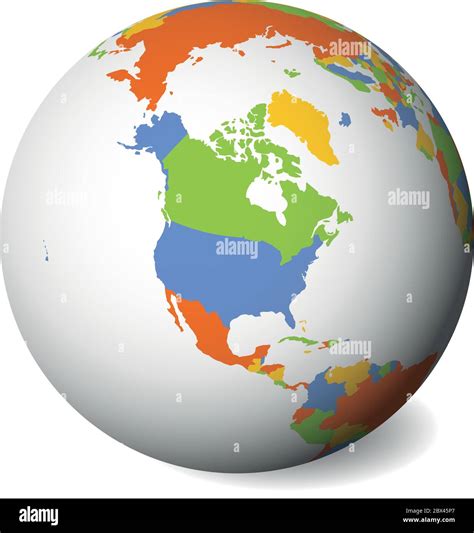 Blank Political Map Of North America Earth Globe With Colored Map