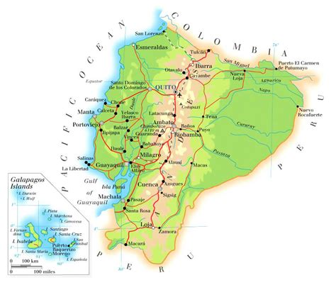 Road Map Of Ecuador Cities And Towns Map