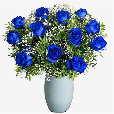 Dozen Blue Rose Bouquet Beautiful Fresh Flowers Fresh Flowers