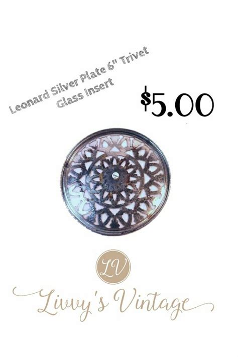 Leonard Silver Plate Leonard Italy Glass Insert Silver Trivet