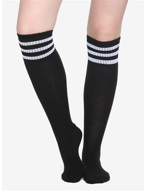 Black And White Cushioned Knee High Socks Hot Topic