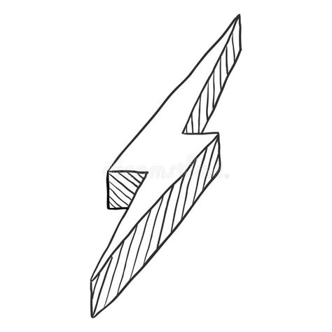 Vector Black Sketch Thunderbolt Symbol On White Background Stock Vector