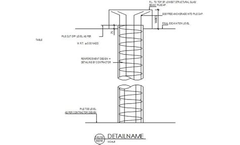 Spiral Pile Foundation Section Details Are Given In This Autocad 2d