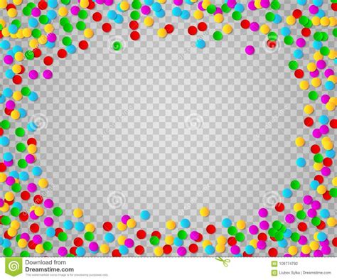Bright Colorful Round Confetti Frame Isolated On Transparent Background