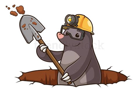 Mole Digging Hole Cartoon Clipart Vector Friendlystock