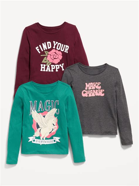 Long Sleeve Graphic T Shirt 3 Pack For Girls Old Navy