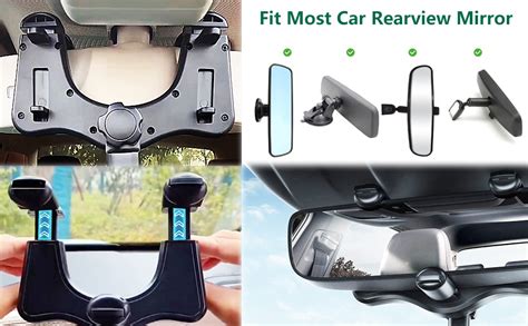 Pkyaa Rearview Mirror Phone Holder For Car 360° Rotating