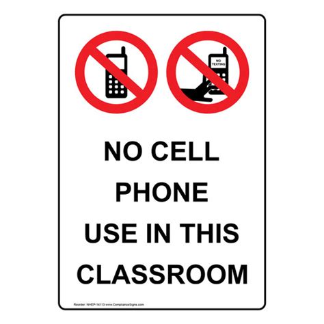 Vertical Sign Phone Rules No Cell Phone Use In This Classroom