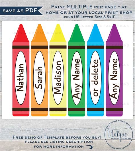 Free Printable Crayon Labels