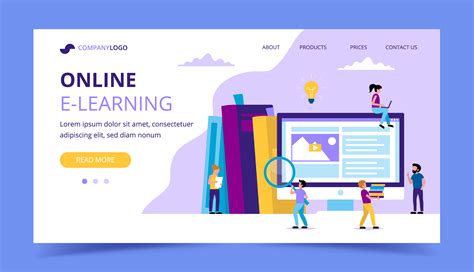 E Learning Landing Page Concept Illustration For Education Books