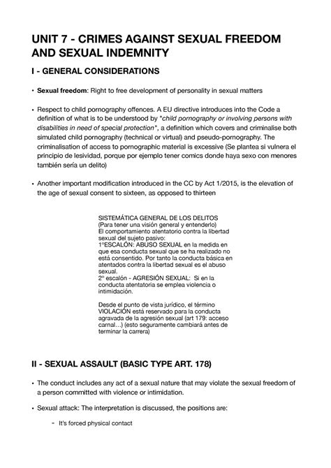 resumen tema 7 olo unit 7 crimes against sexual freedom and sexual indemnity i general
