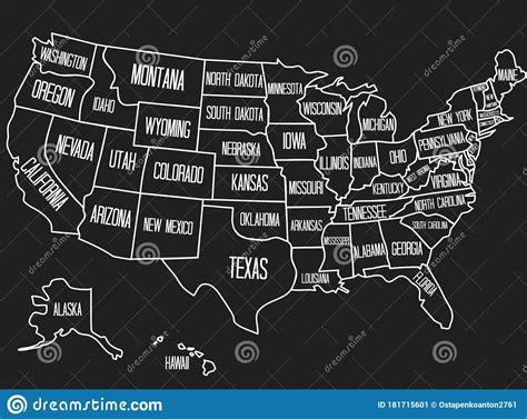 Vector Illustration Of A Geographic Map Of The United States Of America