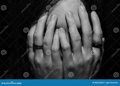 woman covering face with hands stock image image of cover close 86222683