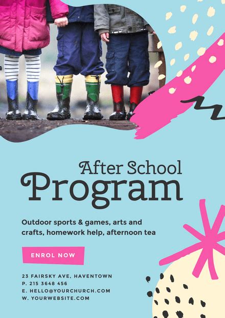 After School Daycare Template With Colorful Scribbles Easil