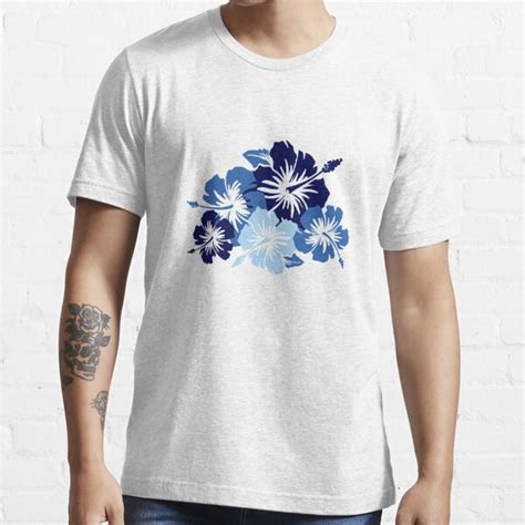 Epic Hibiscus Hawaiian Floral Aloha Shirt Print Blue T Shirt For