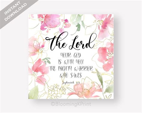 Zephaniah 317 Bible Verse Wall Art The Lord Your God Is Etsy