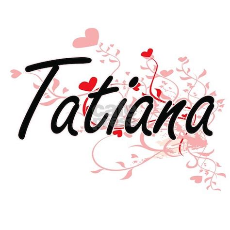 Tatiana Artistic Name Design With Hea Tile Coaster By Tshirts Plus