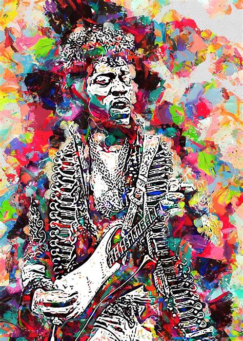 Jimi Hendrix American Musician Singer Songwriter Oil Knife Painting