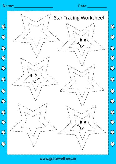 Star Tracing Worksheet Free Printable For Kindergarten Download