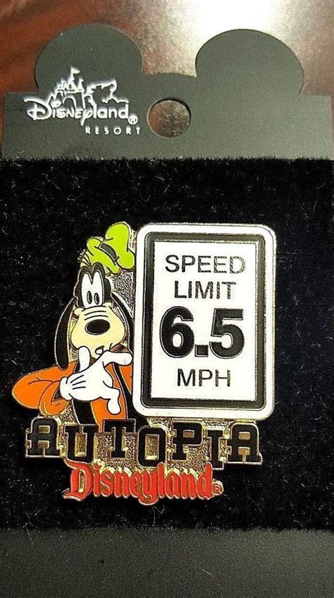 Disney Goofy Autopia Disneyland 65 Speed Limit Sign Pin With Goofy