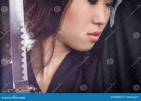 Beautiful Asian Girl In Kimono With A Katana Stock Photo Image Of East Female