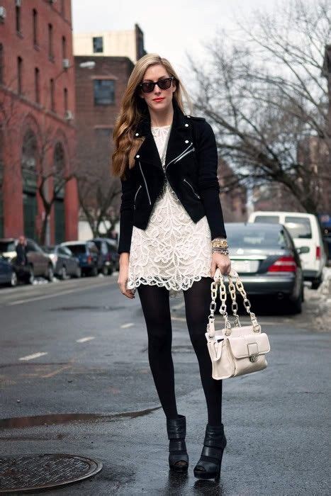 White Dress Black Tights Fashion White Dress Black