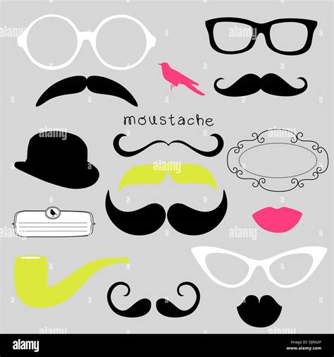 Retro Party Set Sunglasses Lips Mustaches Stock Vector Image And Art