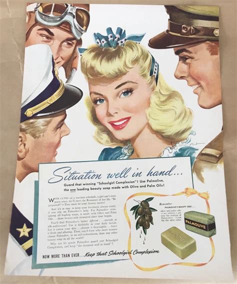 Palmolive Soap 1940s Print Ad 1942 Orig Vintage Art Illustration Jon