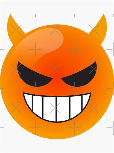 Orange Devil With Smiling Face And Horns Sticker For Sale By Fahim96