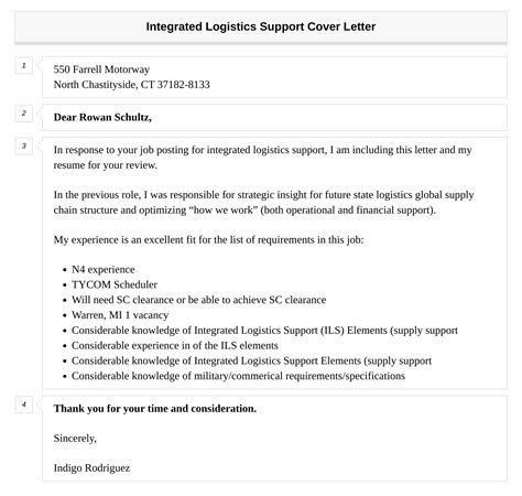 Integrated Logistics Support Cover Letter Velvet Jobs