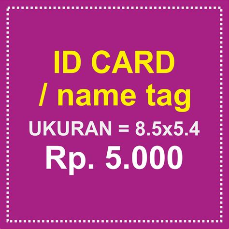 Ukuran id card yang sudah ditentukan sudah sesuai dengan jenis dan ukuran kertas. Ukuran Name Tag