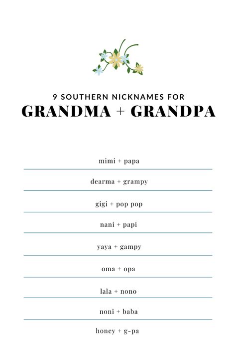 9 Southern Nicknames For Grandma Grandpa Nicknames For Grandma