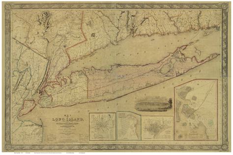 Map Of Long Island And Environs Of New York 1844 Smith