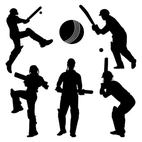 Premium Vector Male Cricket Player Batting Silhouettes Vector